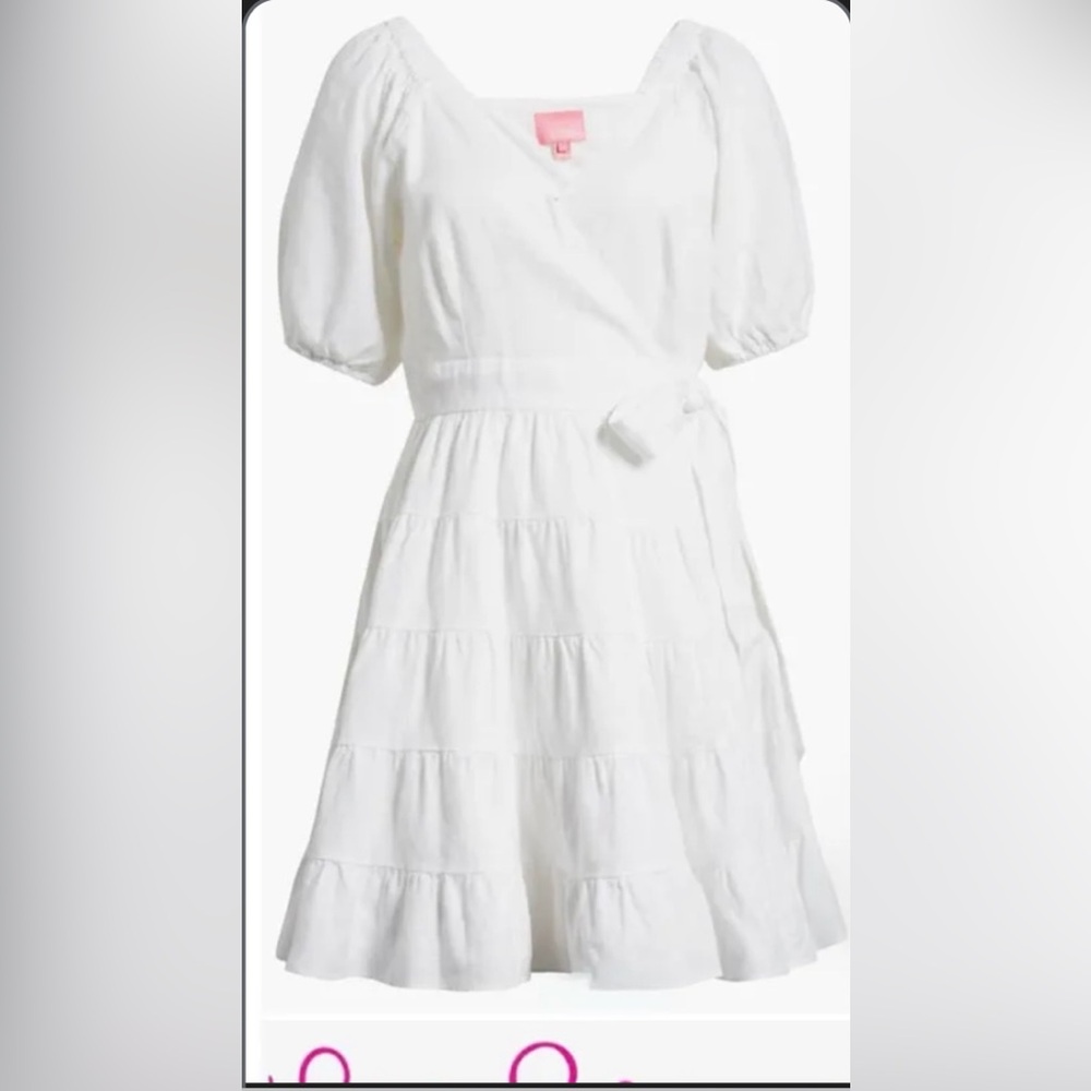 Lilly Pulitzer $238  Iralee White Linen Wrap Dress 4